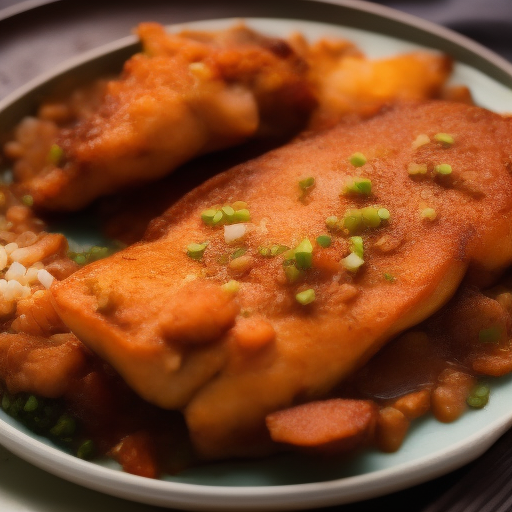 Delicioso pescado chino con salsa de soja

