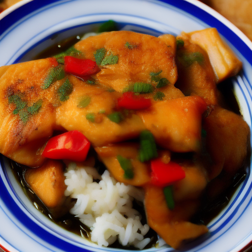 Receta china de pescado con verduras y salsa de soya

