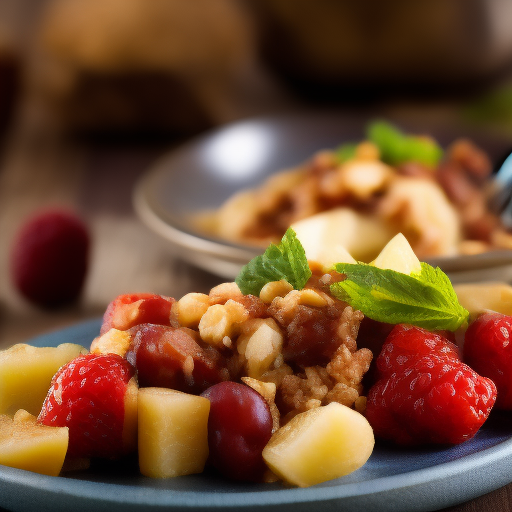 Delicioso postre chino de arroz glutinoso con frutas

