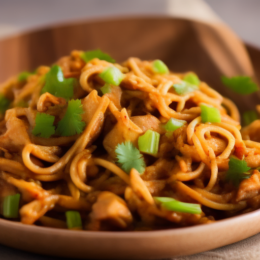 Ensalada china de fideos de arroz y pollo

