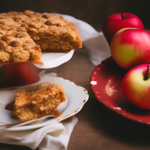 Tarta de manzana sobre una base de migas de galleta

