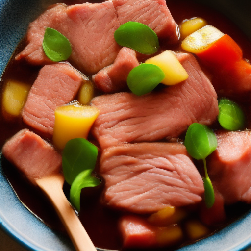 Receta típica japonesa de carne de cerdo con verduras

