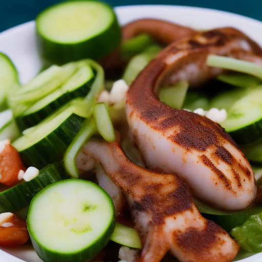 Ensalada de pulpo y pepino japonés con aderezo de soja

