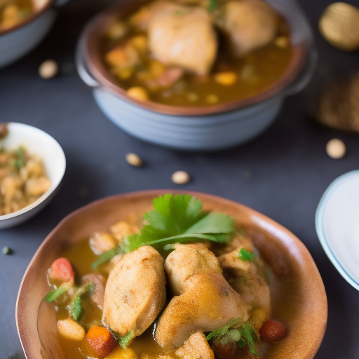 Tajine de Pollo con Albaricoques y Almendras

